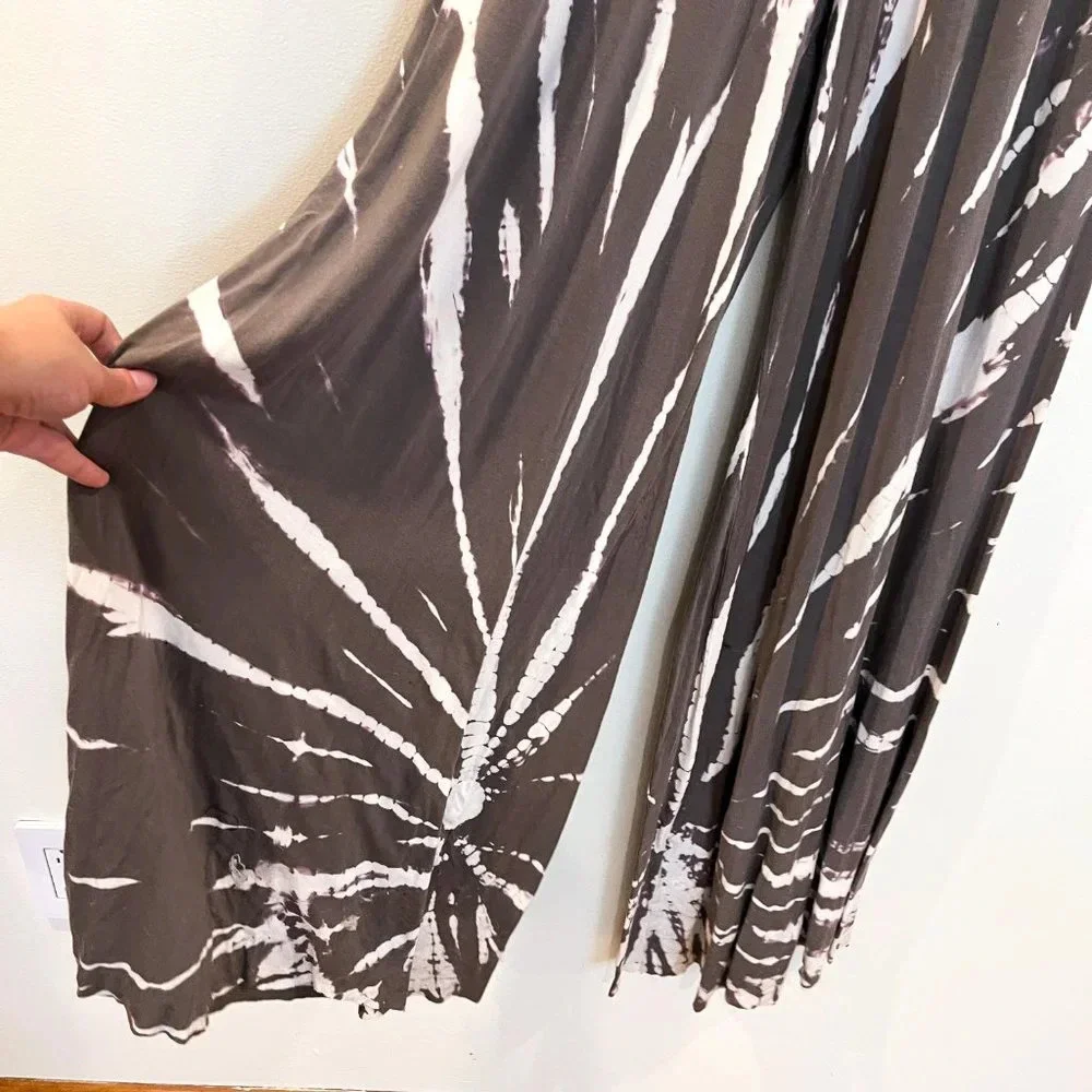 Young Fabulous & Broke Gray Tie Dye Strapless Wide Leg Stretchy Jumpsuit Small - Picture 3 of 6